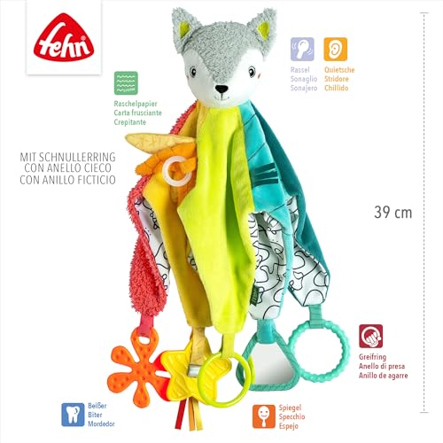 Fehn Activity-Schmusetuch Fuchs Deluxe – PlüSchtier, Einschlafhilfe & Schnuffeltuch Mit Rassel, Quietsche, Raschelpapier, Spiegel, BeißEr Zum Knuddeln, Greifen – FüR Babys & Kleinkinder Ab 0+ Monaten - 5