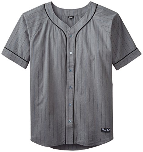 LRG Men's Baseball Jersey Shirt Big and Tall, Charcoal, 4XL