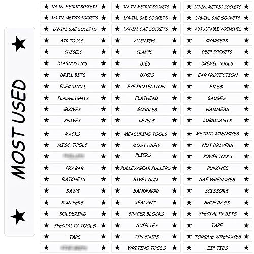 Image of Tenare Magnetic Tool Box Labels, 66 Pcs Toolbox Drawer Labels for Steel Chests, 4.5 x 0.75 Inch Organizer Magnets for Cabinets and Garage Storage(White)