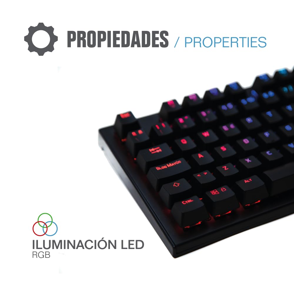 iggual - Teclado Mecánico Obsidian RGB con Cable USB105 Teclas Teclado con IluminaciónLED RGB - Fácil Instalación - Color Negro - Medidas 44,2x13,6x3,7 cm