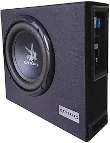 Caixa Subgrave Automotiva Amplificada Corzus CXMS200 Mini Slim, MDF, Compacta, Ideal para Pick Ups, Subwoofer 8 polegadas, 200 Watts RMS