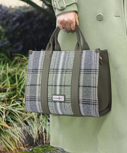 Bolso Tote a cuadros para mujer con asa superior miniatura 2