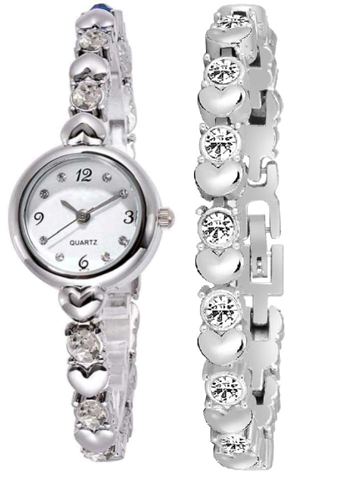 CORXIL Gold and Silver Chain Analog Watches with Free Bracelet Combo for Women Pack of - 2 (Cosmic Silver-White) (B0CLDNN93S) Amazon Price History, Amazon Price Tracker