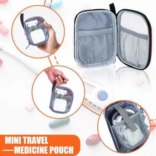 Image of GDNasist Medicine Storage Bag, Medical Bag Pill Bottle Organizer Empty | Medication Travel Carrying Bag for Emergency with Small Portable Pouch, First Aid Box for Travel and Home Storage, Purple