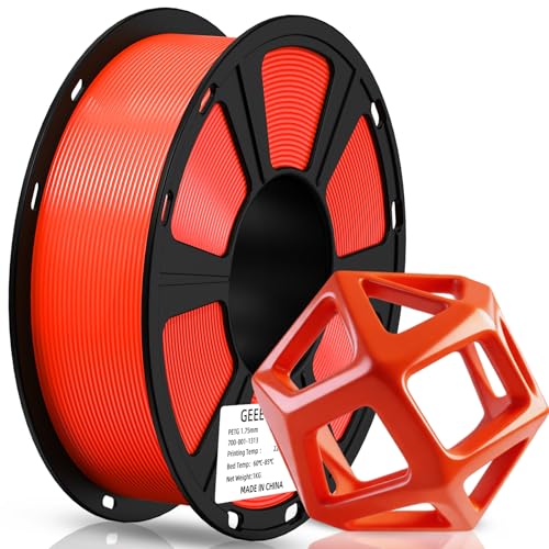 ⚡ Geeetech PETG Filament 1.75mm, 1 KG (2.2lbs) Spool 3D Printer Filament, High-Toughness, ±0.02mm Accuracy, Neatly Wound & Moistureproof, Non-Clogging Non-Stringing, Fits Most FDM Printers, Orange