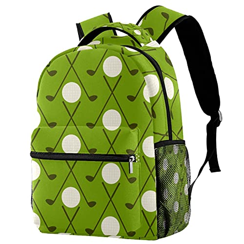 Sac à dos voyage campus vert à porte-bouteille et motif golf