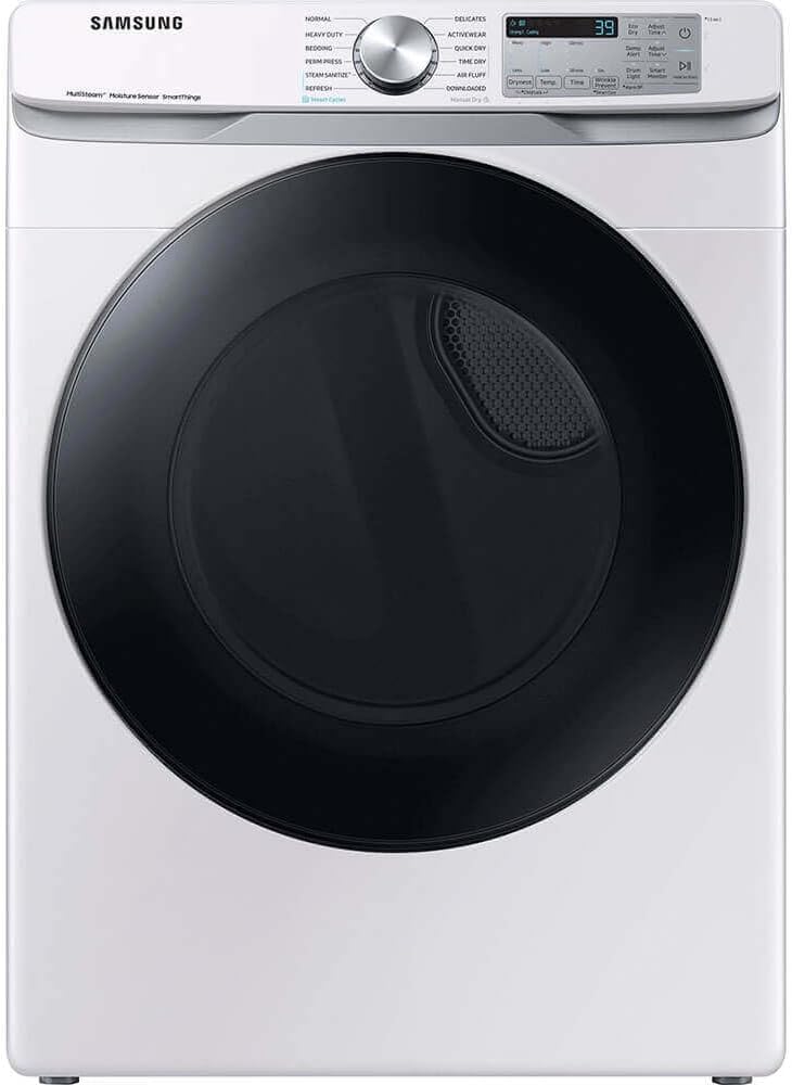 Samsung White Smart Front Load Washer and Dryer Set with Stainless Steel Drum