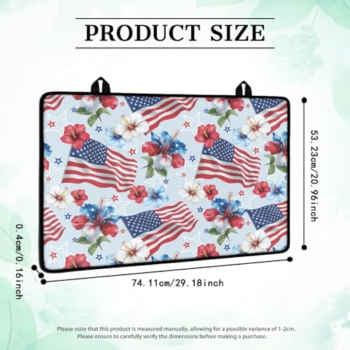 Image of Poceacles Electric Stove Top Cover Glass Stove Top Heat Resistant Oil Resistant Cooktop Protector Cover for 4th of July Patriotic Party Decor, American Flag Hibiscus Flower Blue