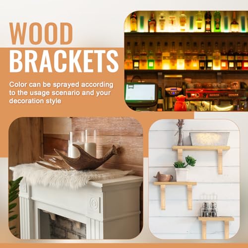 Image of Vercraft 2 Pcs Wood Corbels Wooden Shelf Brackets, Unfinished Paintable Bracket with Hanging Hook for Doorway Countertop Kitchen Cabinet Book Shelves, Rubber Wood (10 x 10 x 1.75 Inches)