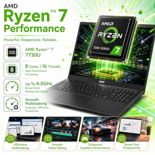Image of Acer TravelLite TL05 Smart Laptop | AMD Ryzen 7 7730U | 16GB RAM | 512GB SSD | Radeon Graphics | 15.6 inch FHD | Windows 11 + MS Office 2024 Lifetime | 3 Years Warranty | Black
