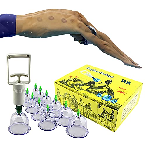 Cupping Therapy Set, 12 Cups Professional Chinese Acupoint Cupping Massage Set with Vacuum Magnetic Pump, Suction Hijama Cupping Set for Cupping Massage, Muscle & Joints