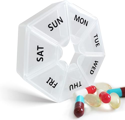Pastillero semanal para pastillas, vitaminas, aceite de pescado, suplementos y medicamentos, pastillero pequeño a prueba de humedad para bolso de Pastillero semanal para pastillas, vitaminas, aceite de pescado, suplementos y medicamentos, pastillero pequeño a prueba de humedad para bolso de