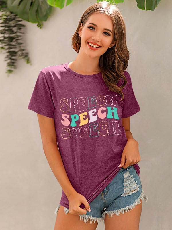 Speech Language Pathologist Shirt Women Speech Therapy Shirts SLP Gifts Shirt Casul Autism Awareness Tee Tops - Image 4
