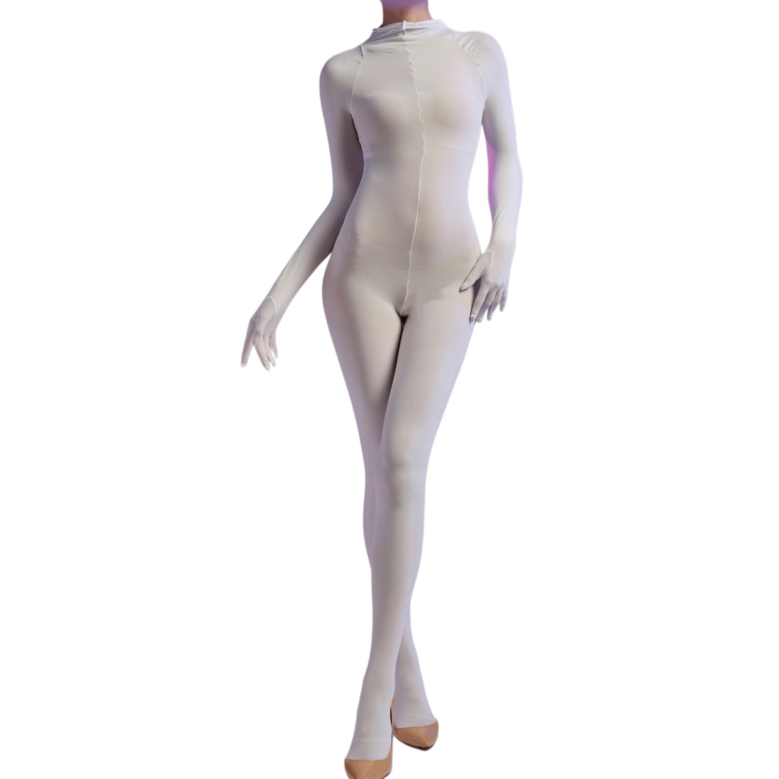 Body Stockings for Women Long Sleeve Full Body Bodysuit Includes Five Finger Glove Bodystocking Velvet 120D