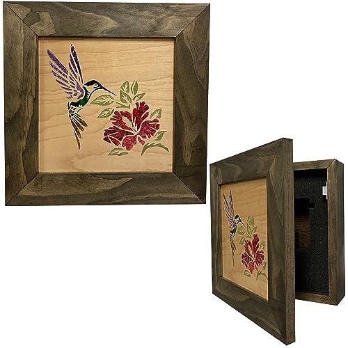 Bellewood Designs Hidden Gun Storage Safe with Hummingbird and Hibiscus, Concealed Gun Cabinet