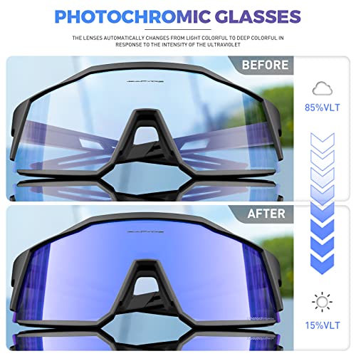 Kapvoe Photochromic Cycling Glasses With Tr90 Sports Sunglasses Women Men Running Clear Mtb Bike Bicycle Accessories 09 Blue #TOP2