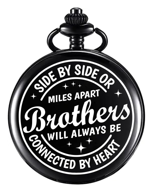 Image of Vintage Gandhi Style Pocket Watch with Engraved Designs & Messages Royal Black Analog for Men Women & Kids Includes Key Ring for car or Bike Keys Ideal Gift