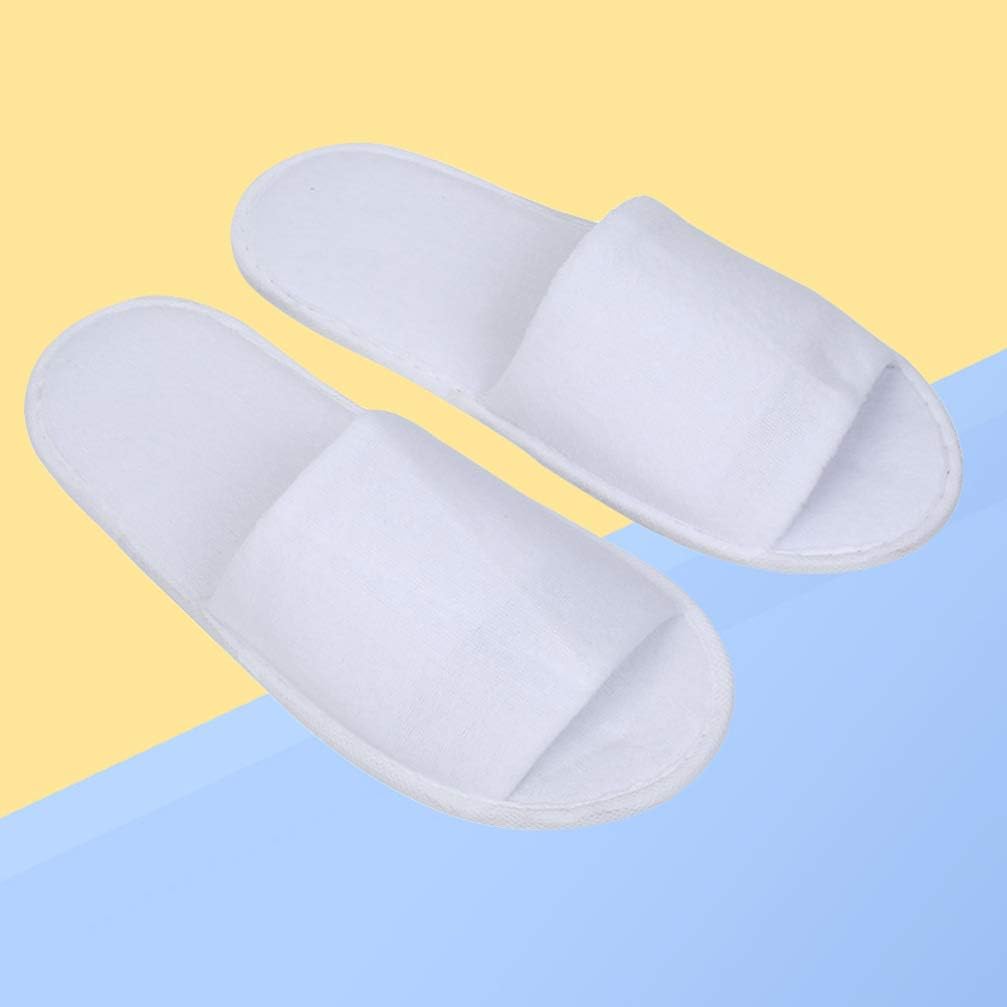 Heallily 4 Pairs of Male Disposable Slippers Cotton Velvet Open Toe Slippers with Travel Bags Soft Portable Folding Shoes Slippers for SPA Hotel Salon Bathroom