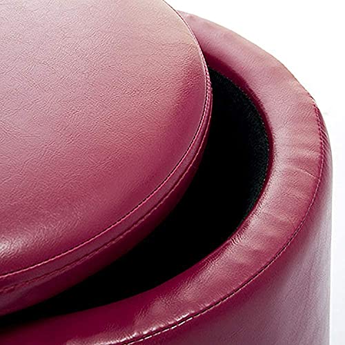 Pouf de rangement rond en cuir noir 42cm : dites adieu au désordre