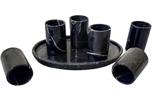 Set of 6 1.5oz Exquisite Marble Shot Glasses with Tray - Tequileros Shots