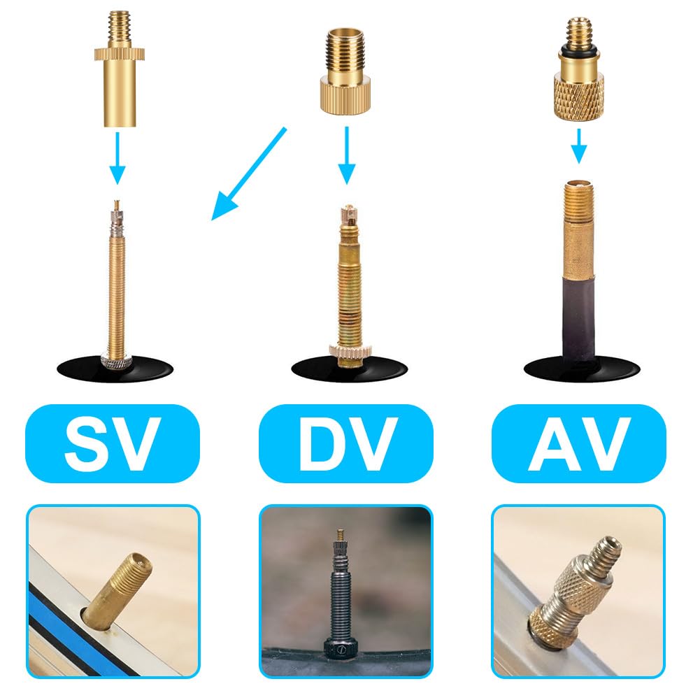 Flintronic Adattatore per Valvola Bicicletta, 21 Pezzi Set Convertitore SV DV AV Schrader