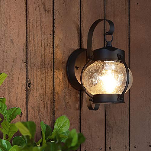 Preisvergleich Produktbild Wylolik Retro Industrielle Wandleuchte Korridor Treppenhausbeleuchtung Restaurantgeschäft Dekorative Wandleuchte Schwarz Aluminiumdruckguss Leuchte Regenfest Mit Kugelglas E27 / E26 Sockel 110V Netzte
