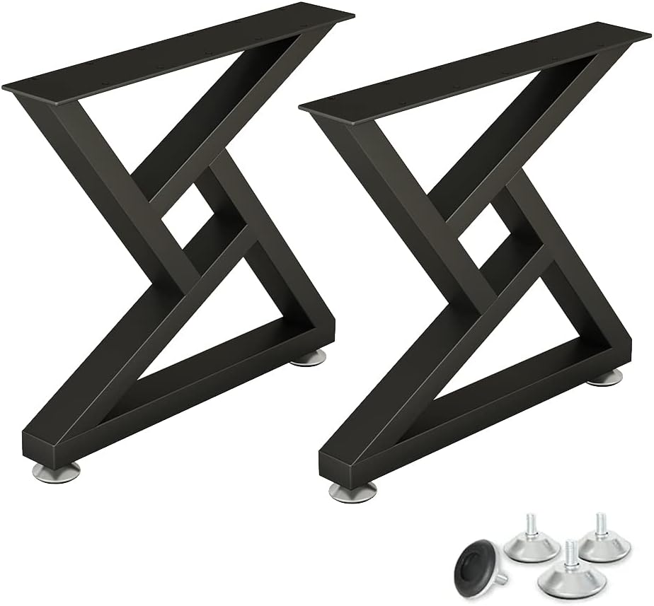 FJANKUI Black Metal Coffee Table Legs 16 Inch, DIY Cast Iron Bench Legs Set of 2, Modern Industrial End Table Legs 16''H 16in Black