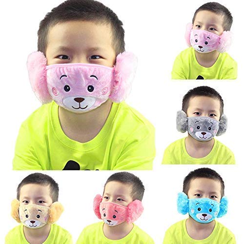 Instalife Global Girls and Boys Warm Winter Face Mask with Plush Ear Muffs Covers Free Size -Multi (Pack of 2)