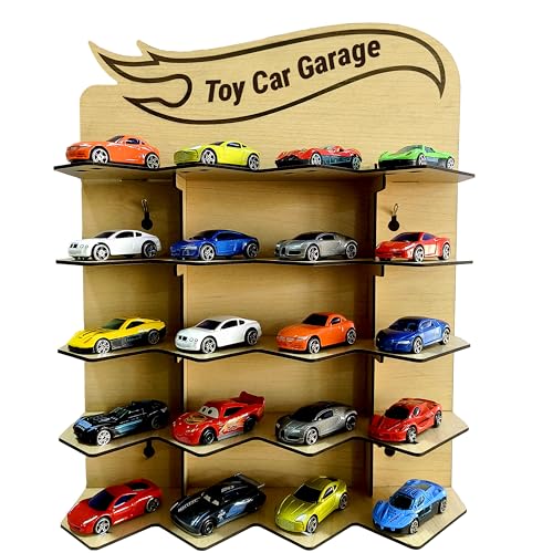 Image of Toy Car Garage Wall Rack for Kids | Parking Garage for Hot Wheels Cars | Holds 20 Cars | Wooden /MDF Toy Garage Wall Hanging | Kids Room Toy Parking (Carss Not Included) (Pack of 1)
