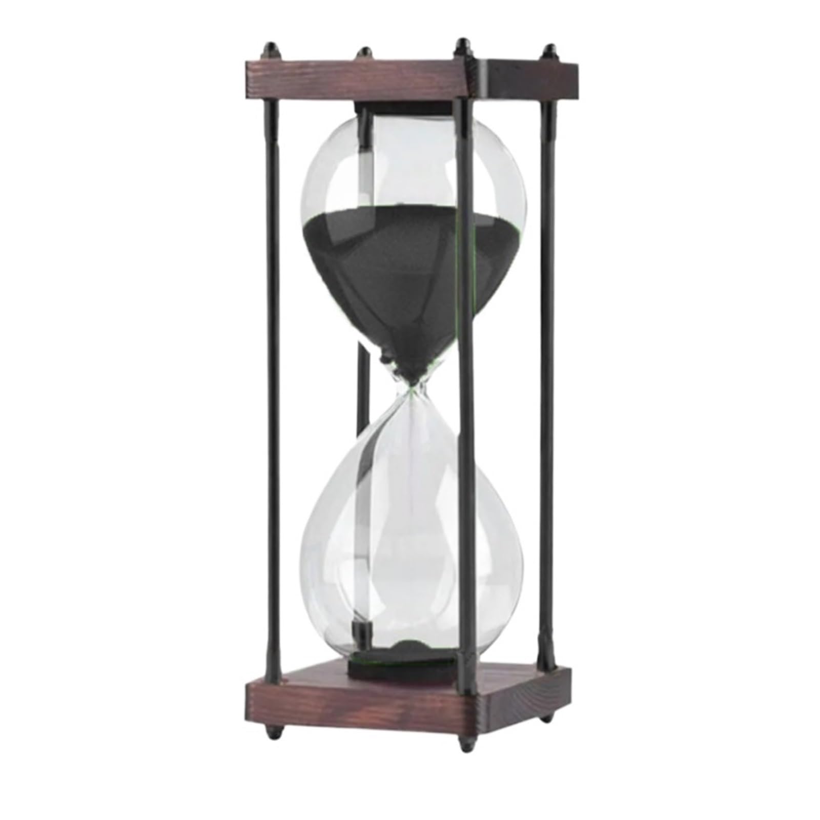 Temporizador de Reloj Arena Vidrio y Madera | Temporizador de reloj de arena multicolor for decoración de cocina, hogar y oficina: herramienta de gestión del tiempo(Black)