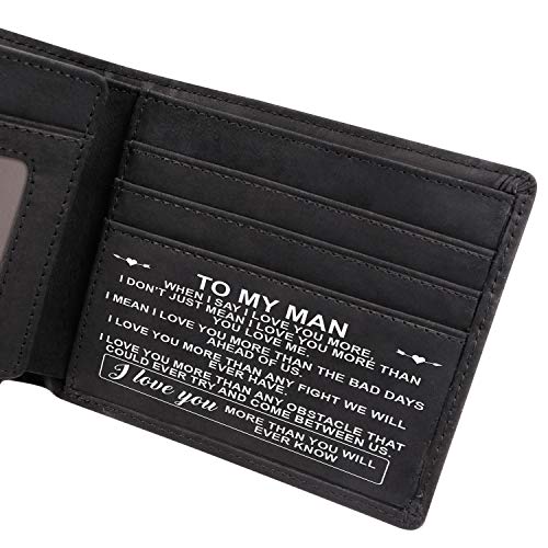 Kenon Personalized Leather Wallet For Man, Engraved RFID Blocking Bifold Stylish Black Wallet For Man Valentines Birthday Christmas Gifts2