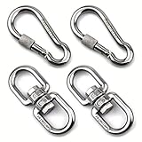 Hamineler 2Pcs M8 304 Stainless Steel Swivel Ring Double Ended Swivel Eye Hook, 2Pcs M8 Spring Hook,...