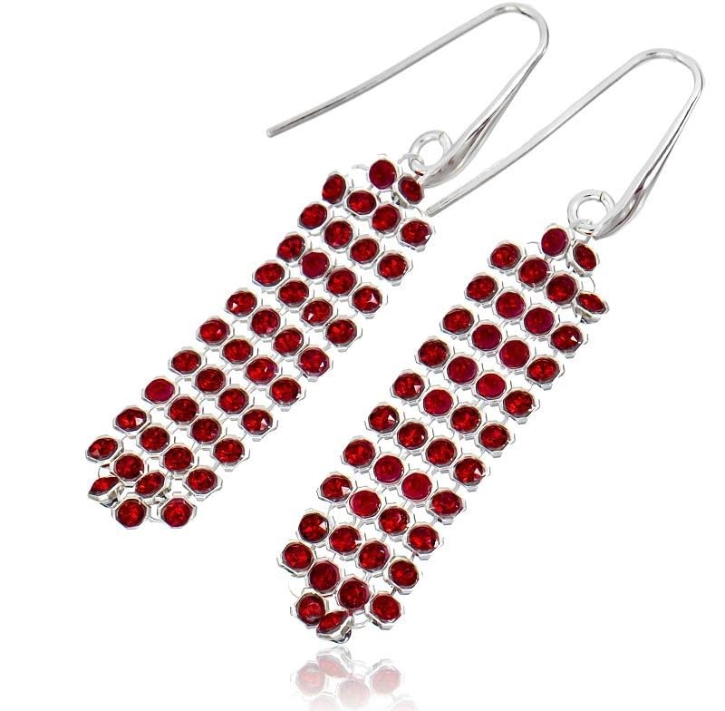 Boucles d'oreilles cristaux rouges argent 925 femme avec certificat