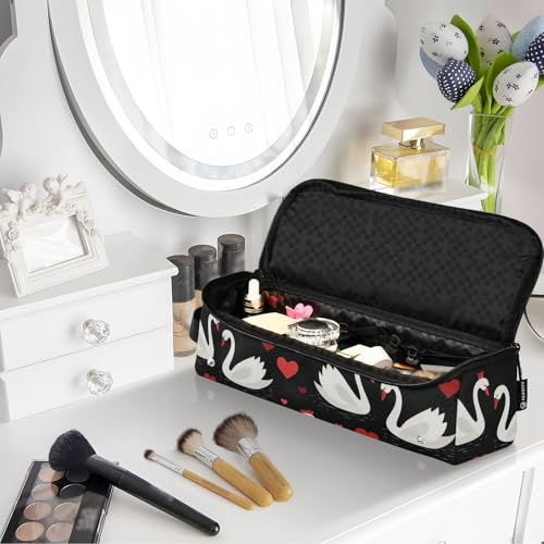 Bolsa de viaje Swan Heart Black Red para herramientas de cabello como plancha, rizador, secador y accesorios, organizador portátil resistente al calor miniatura 7