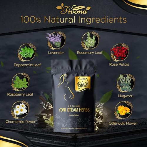 Image of Fivona Black 4-in-1 Yoni Care Steam Kit Includes Feminine V Oil, Sitz Bath Seat, Yoni Steaming Herbs and Storage Bag - Effective Detox pH Balance Cleansing and Moisturizing