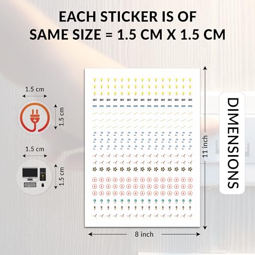 Image of Trueflair Stickers for Switch Board for Home Wall Switches, Contain All Common Switch Stickers (Transparent Colorful)
