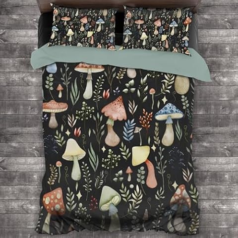 ARTIEMASTER Mushroom Comforter Cover Luxury Soft 3 Piece Bed Sets 1 Quilt Cover 2 Pillowcases – Twin 68X87 in Ultra Soft Microfiber Bedroom Set Cover
