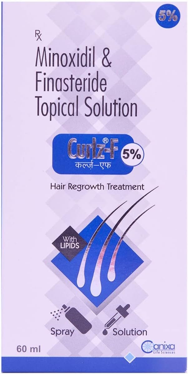 Curlz-F 5% - Bottle of 60ml Solution with Minoxidil and Finasteride