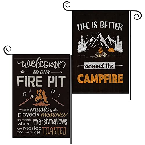 2 Pack Camper Camping Garden Flag, 12 x 18 Inch Double Sided Vertical