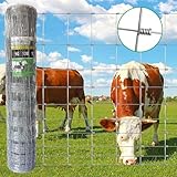 Livestock Fence, 4ft X 164ft Galvanized Wire Field Wire Fencing, Cattle Fence, Deer Fence, Heavy Zinc Coating Farm Fence Used to Hog Goat Fencing for Yard and Field Hog Horse