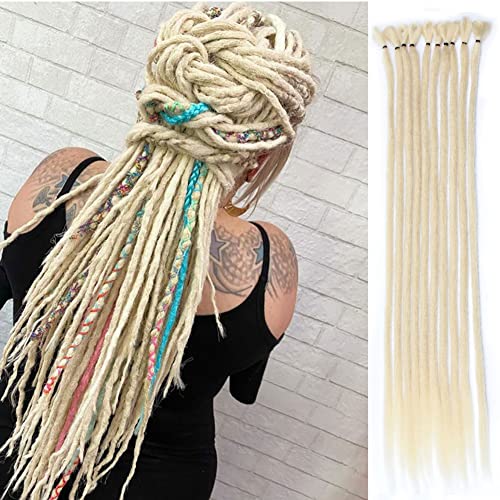 22" SE 613 Blonde Dreadlocks Extensions 100 Strands Crochet Dread Braidings Of Synthetic Hair Hip Hop Style For Women and Man (22 Inch(10 Strands), 613 Blonde)