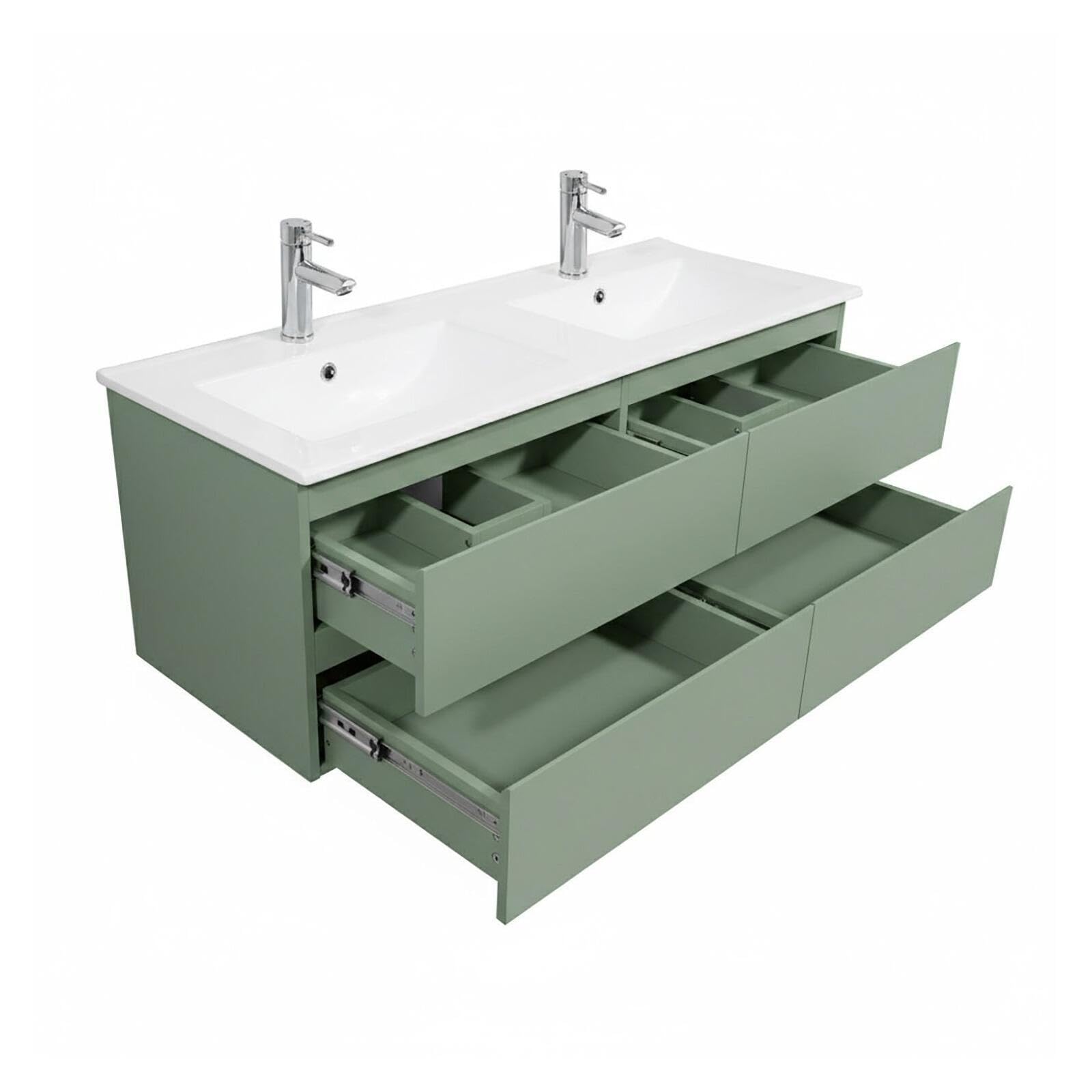 MOB-IN Mueble doble lavabo Sorrento colgante con encimera de cerámica, 120 cm