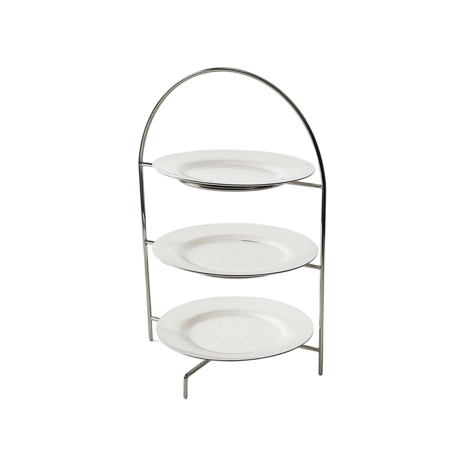 Expositor Postres Acero Inoxidable Elegante Banja Triple Niveles Morno Soporte Escalonado para Reposteros , Diámetro Del Plato Grande 24 CM