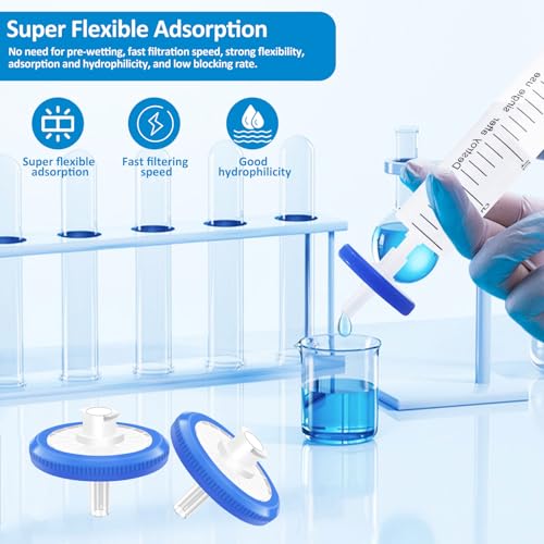 Image of Xin Tester 100 PCS Non-Sterile Syringe Filter MCE Membrane 25mm Diameter 0.45um Pore Size Hydrofilic Syringe Lab Filters