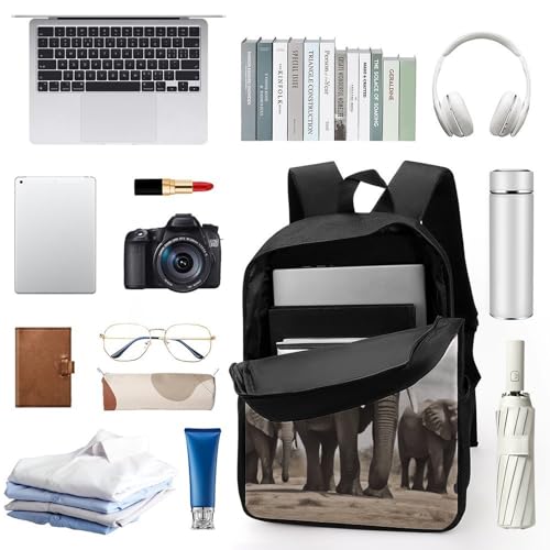 African Elephant Backpack - Durable 600D Polyester, 17 Inch Backpack with Ergonomic Adjustable Straps, Lightweight Travel Bag for Men & Women3