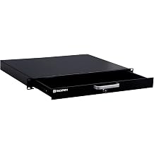 RackPath 1U Rackmount Drawer for 16" AV/Network/DJ Equipment Rack or Cabinet with Lock and Key