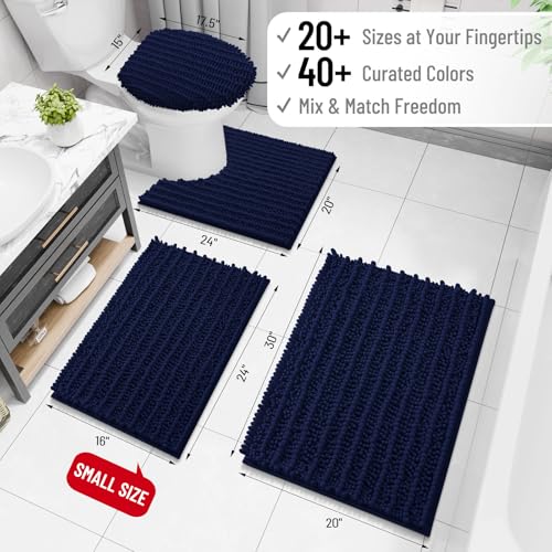 Image of Arotive Luxury Bathroom Rugs 36x24, Extra Soft Thick Absorbent Shaggy Chenille Bath Rugs, Machine Wash Dry, Bath Mats for Bathroom Floor, Tub and Shower, Home Decor Accessories, Navy