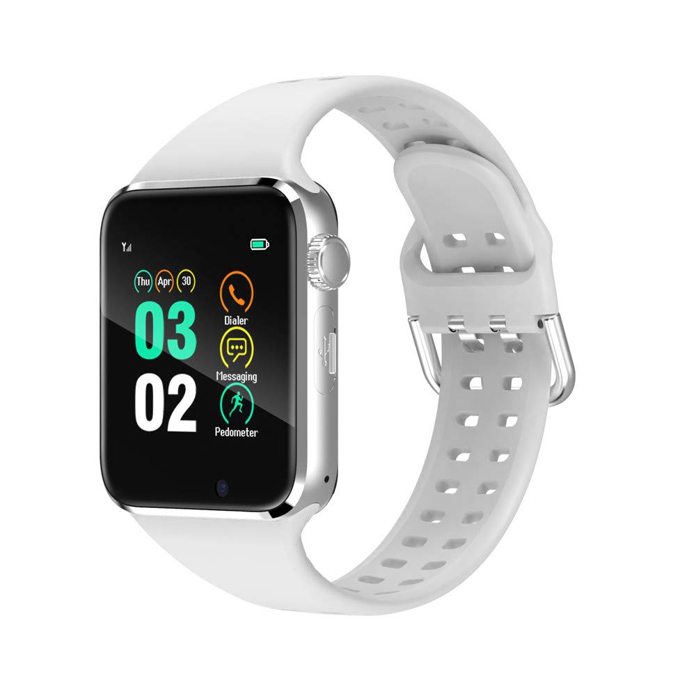 321OU Smart Watch Compatible iOS Android iPhone Samsung for Men Women Kids, Make/Answer Calls Support Bluetooth Touchscreen Sport Watch Fitness Tracker with Pedometer Camera (White)