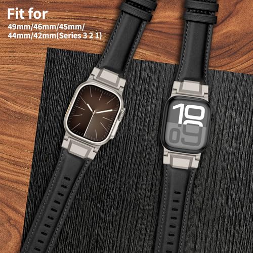 Bracelet cuir compatible Apple Watch 45mm 49mm Ultra 2 SE robuste