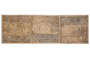 Cabecero de Cama para 150-180 cm de Madera con un 3 Mandalas Marron 184x5x60 cm